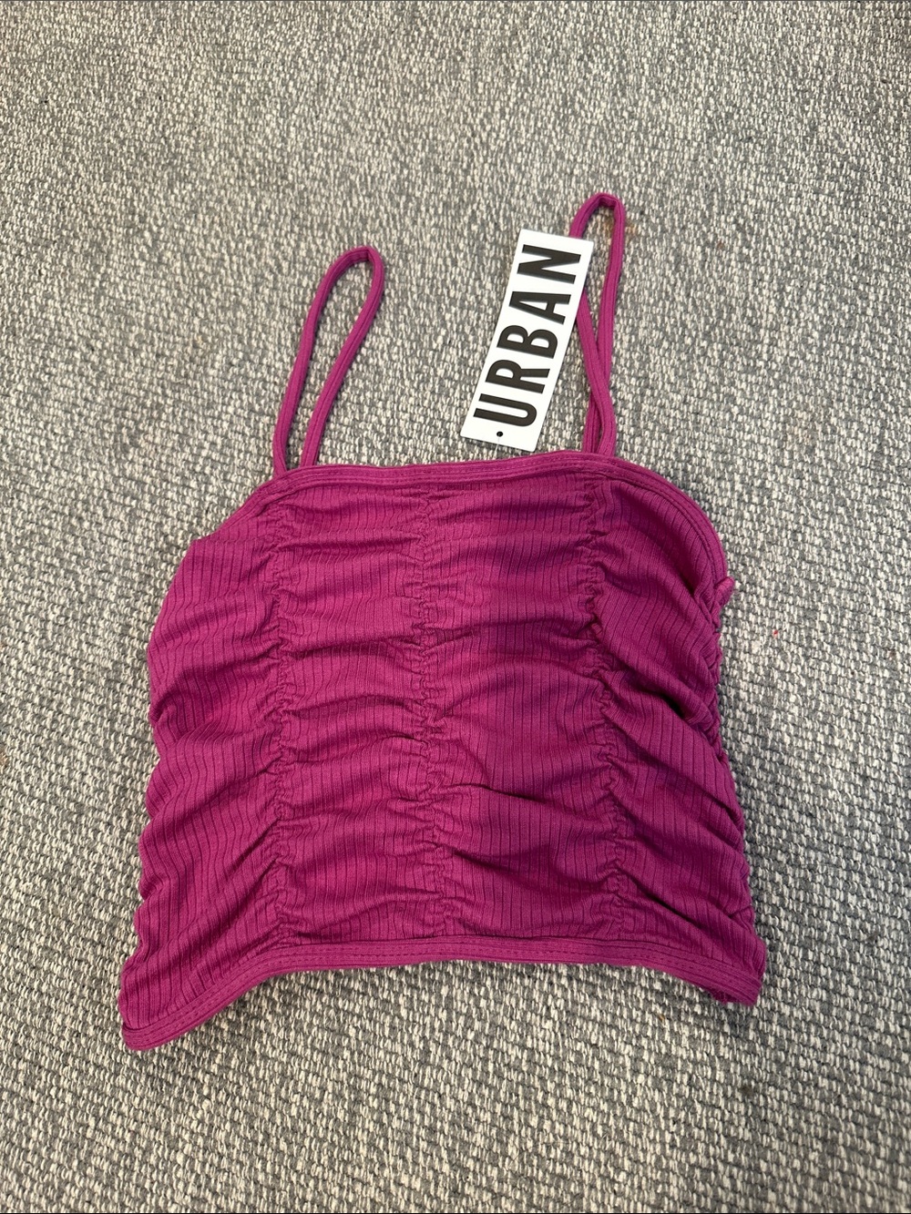 Urban Outfitters Ribbed Plum/Pink Ruched Cami